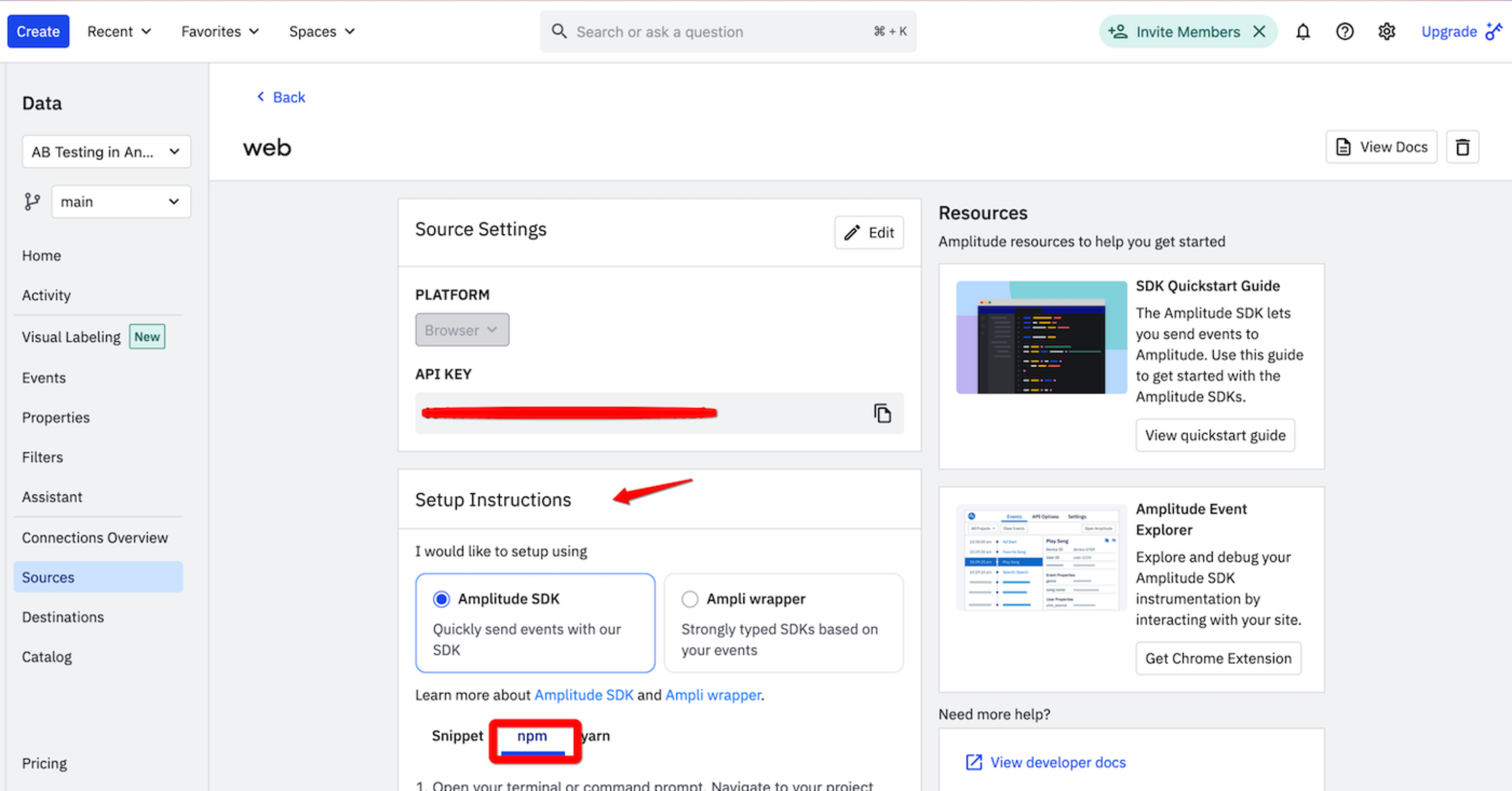 Amplitude setup instructions