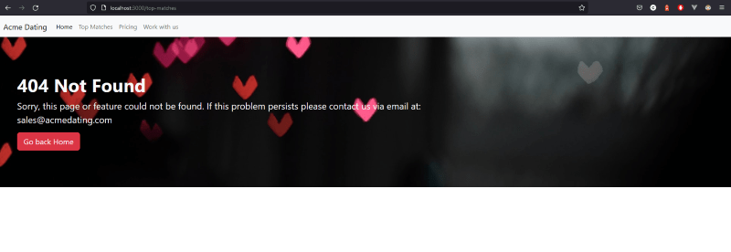 Snapshot of App - not available page