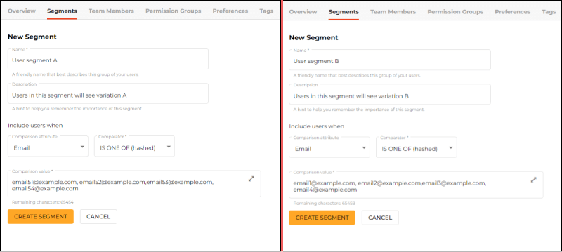 Adding user segments
