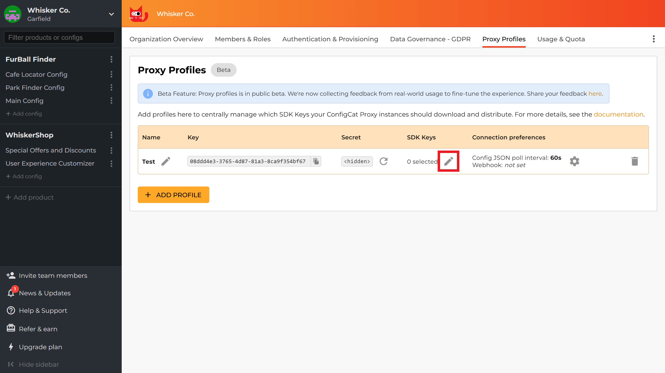 Click on Select SDK Keys
