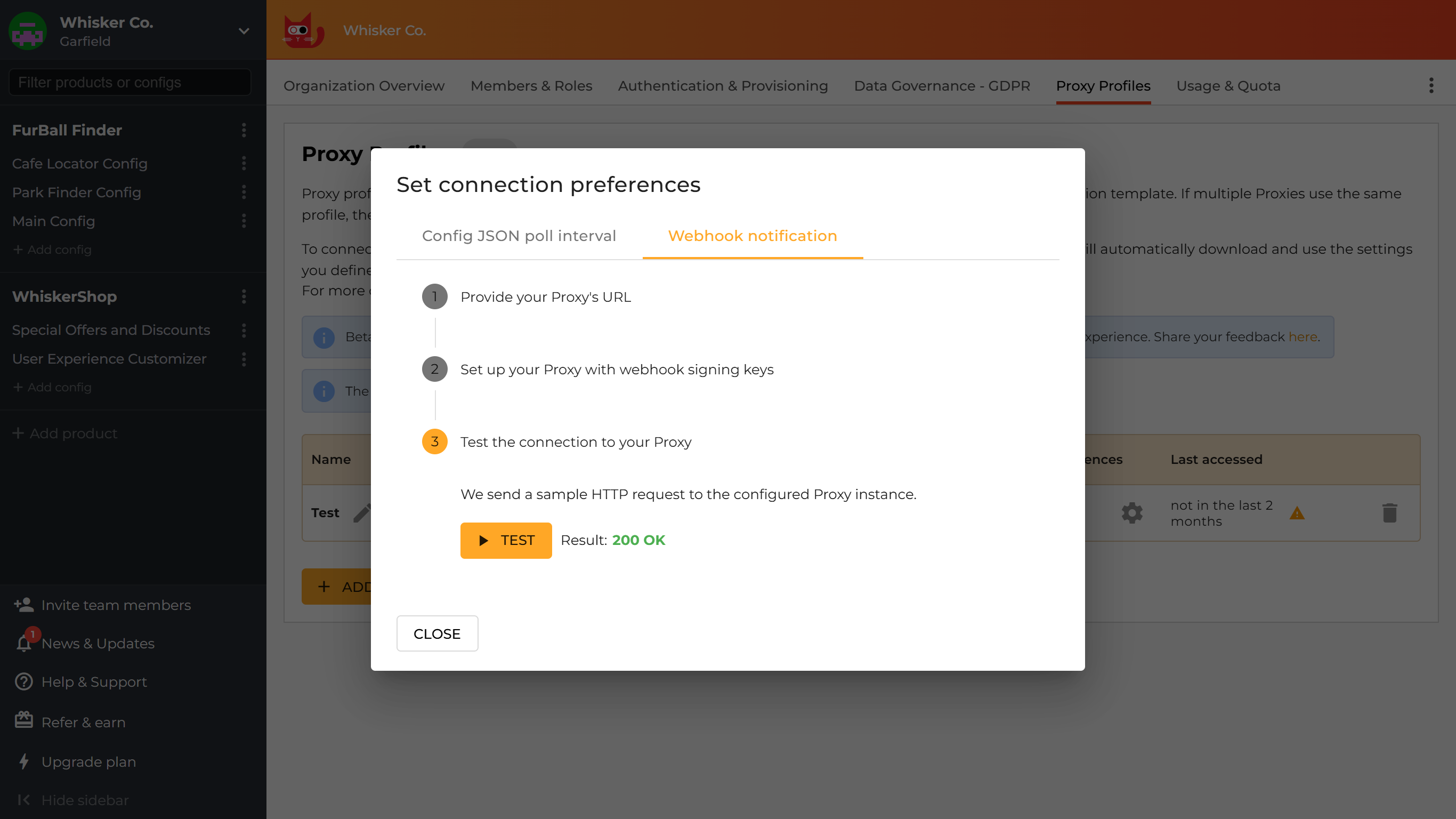 Test the webhook configuration