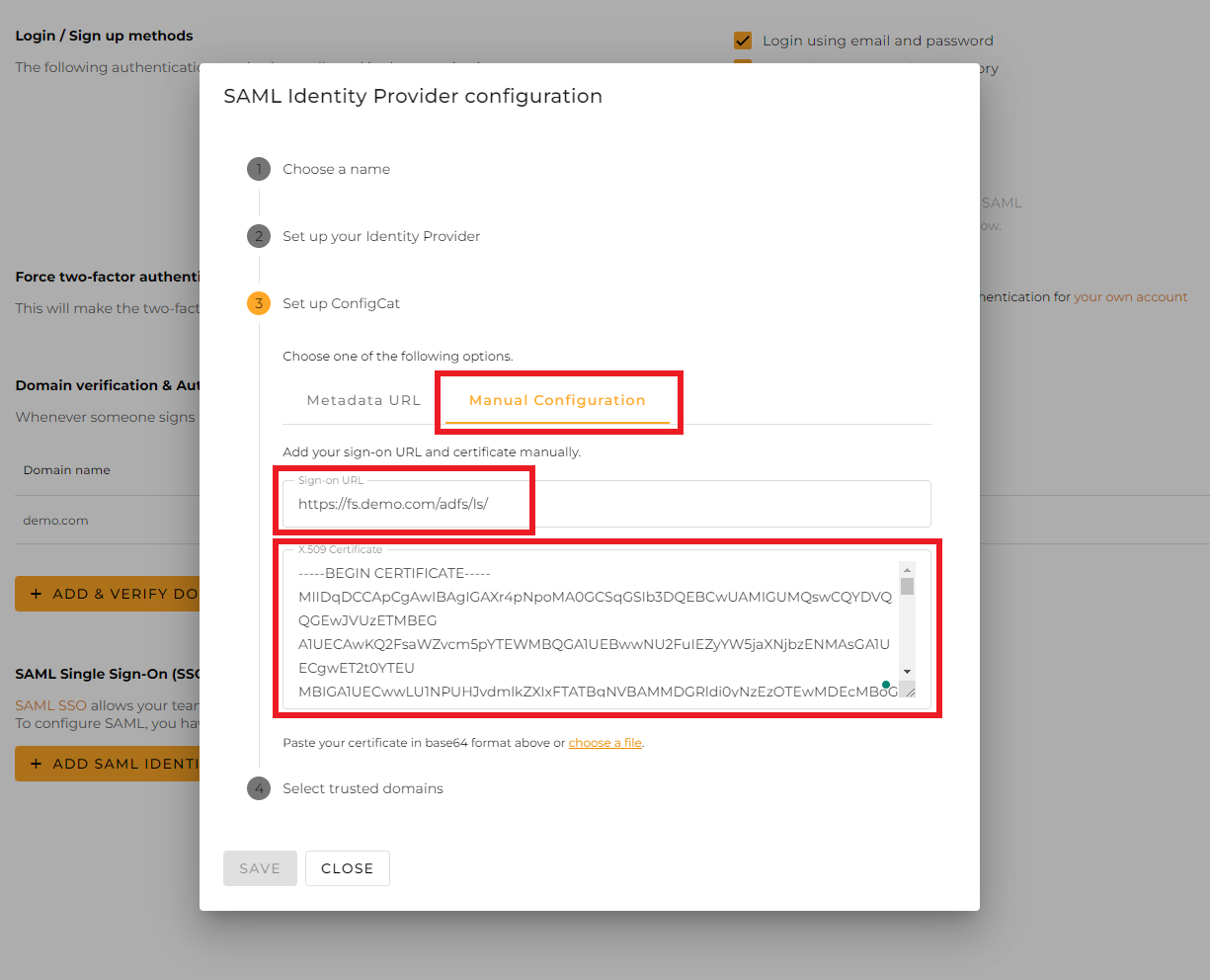 ConfigCat manual configuration