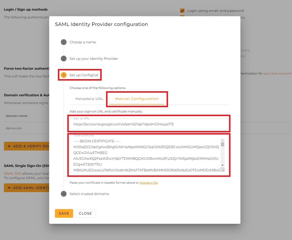 ConfigCat manual configuration