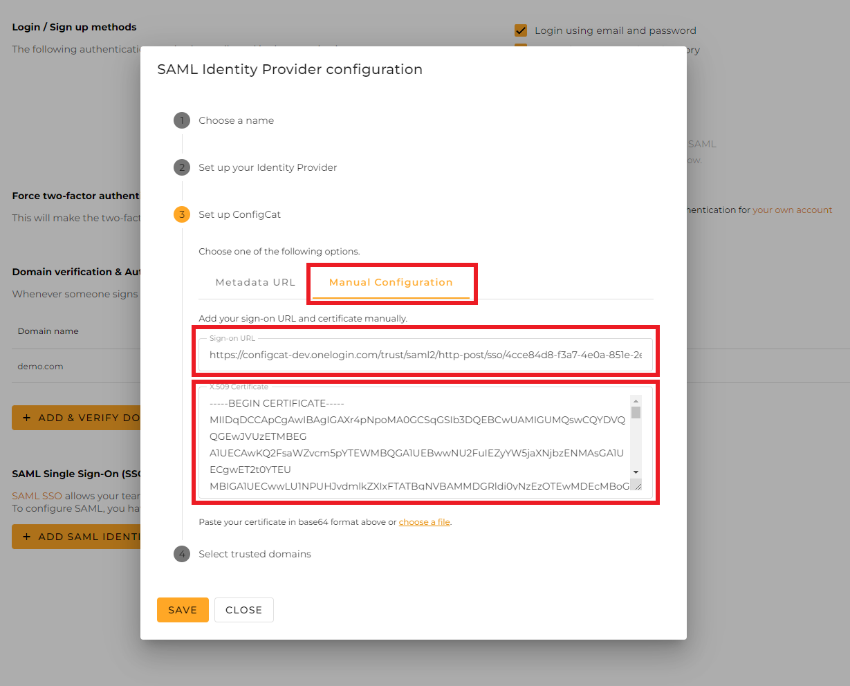 ConfigCat manual configuration