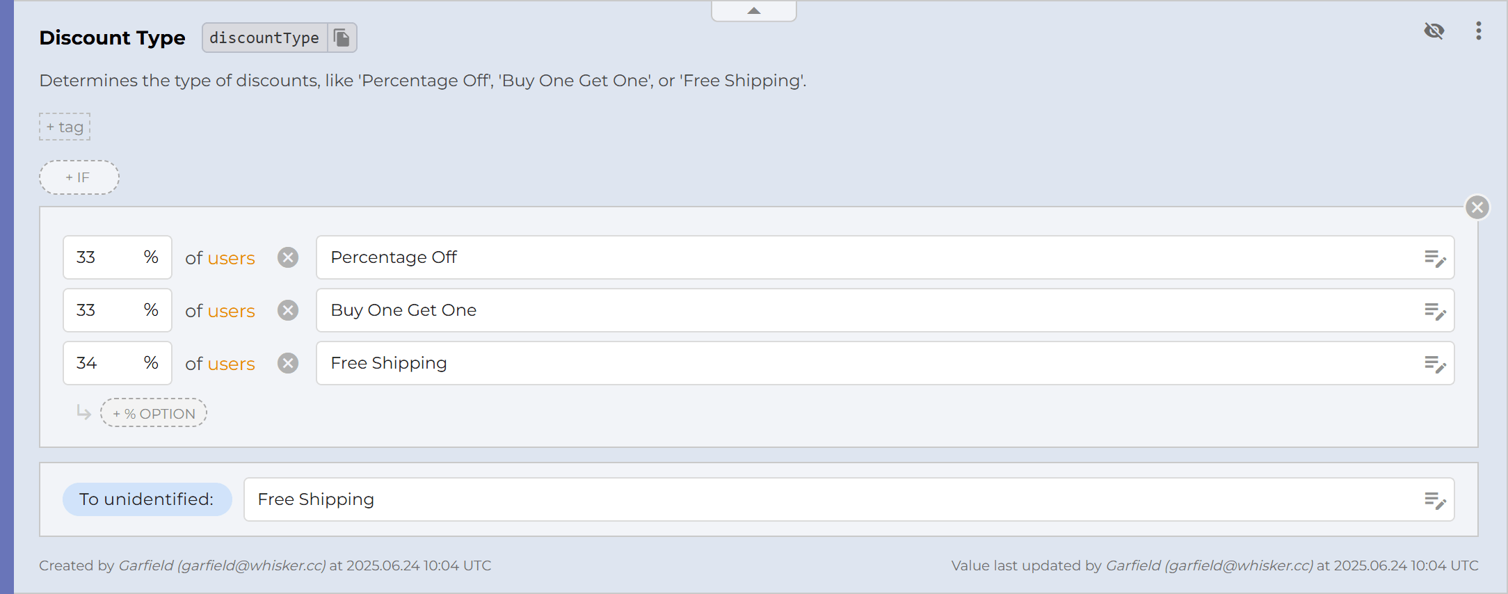 A/B/n testing example